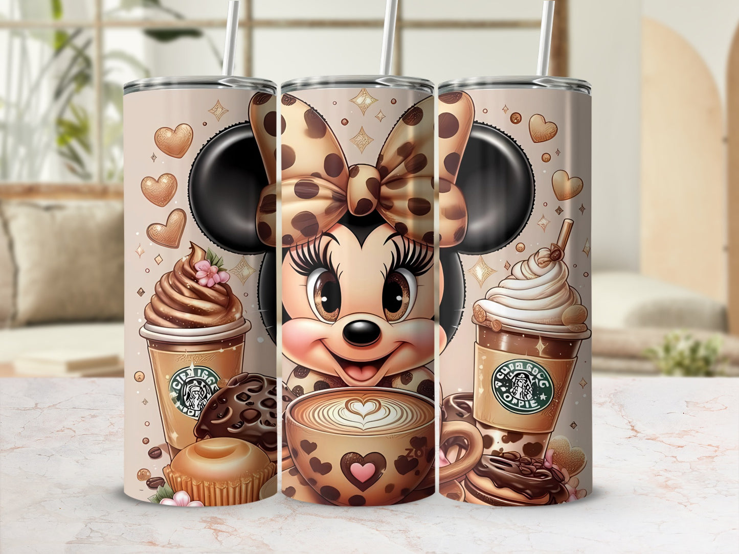 Cute Minnie Mouse Coffee Themed Tumbler Cups Product