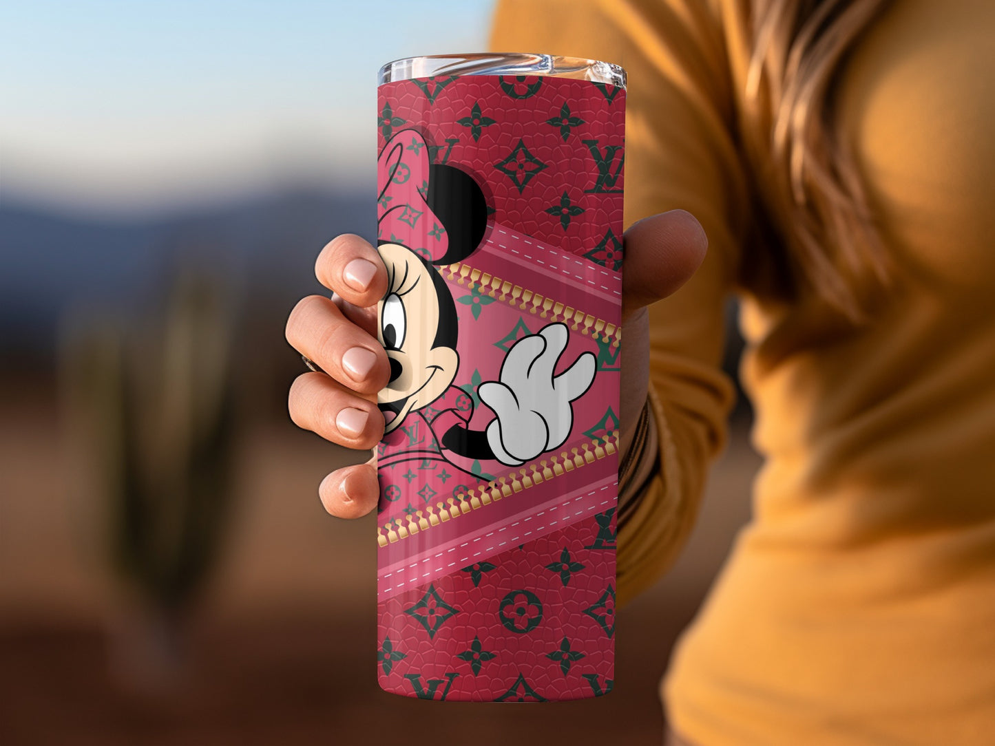 Minnie Mouse Pink Designer Patterned Tumbler Cup