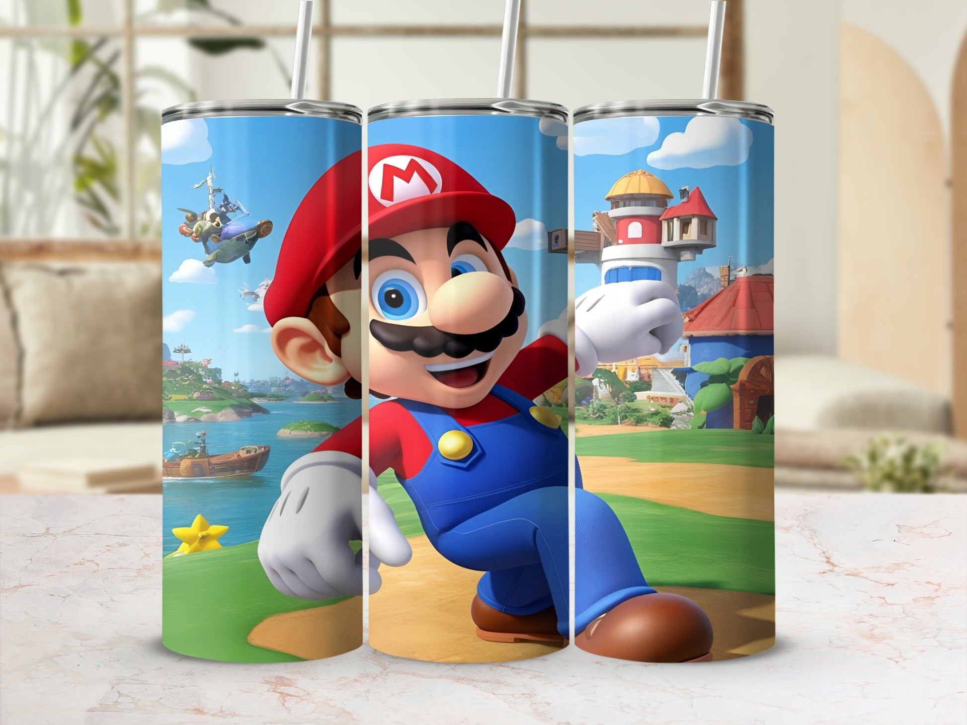 Mario from Super Mario games in a cartoon style.
