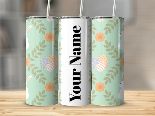 Personalized Easter Bunny Floral Print Tumbler Product