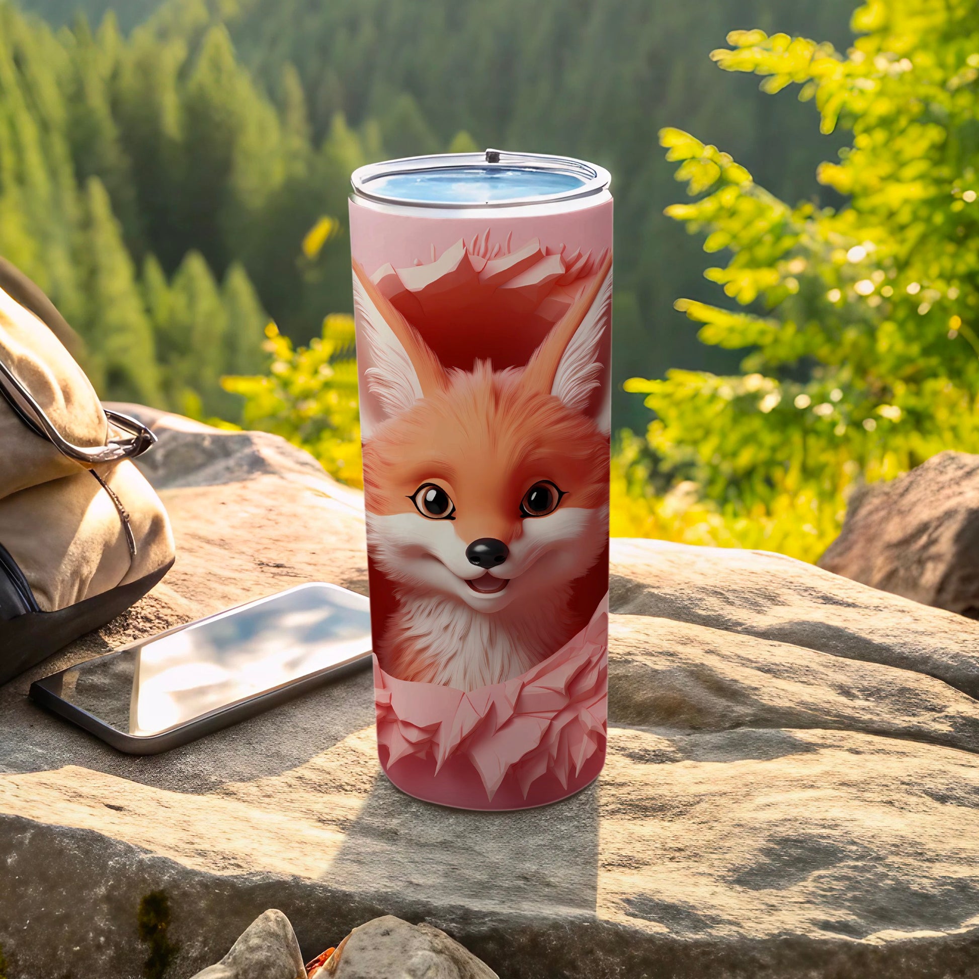 Cute Cartoon Fox Travel Mug for Outdoor Adventures