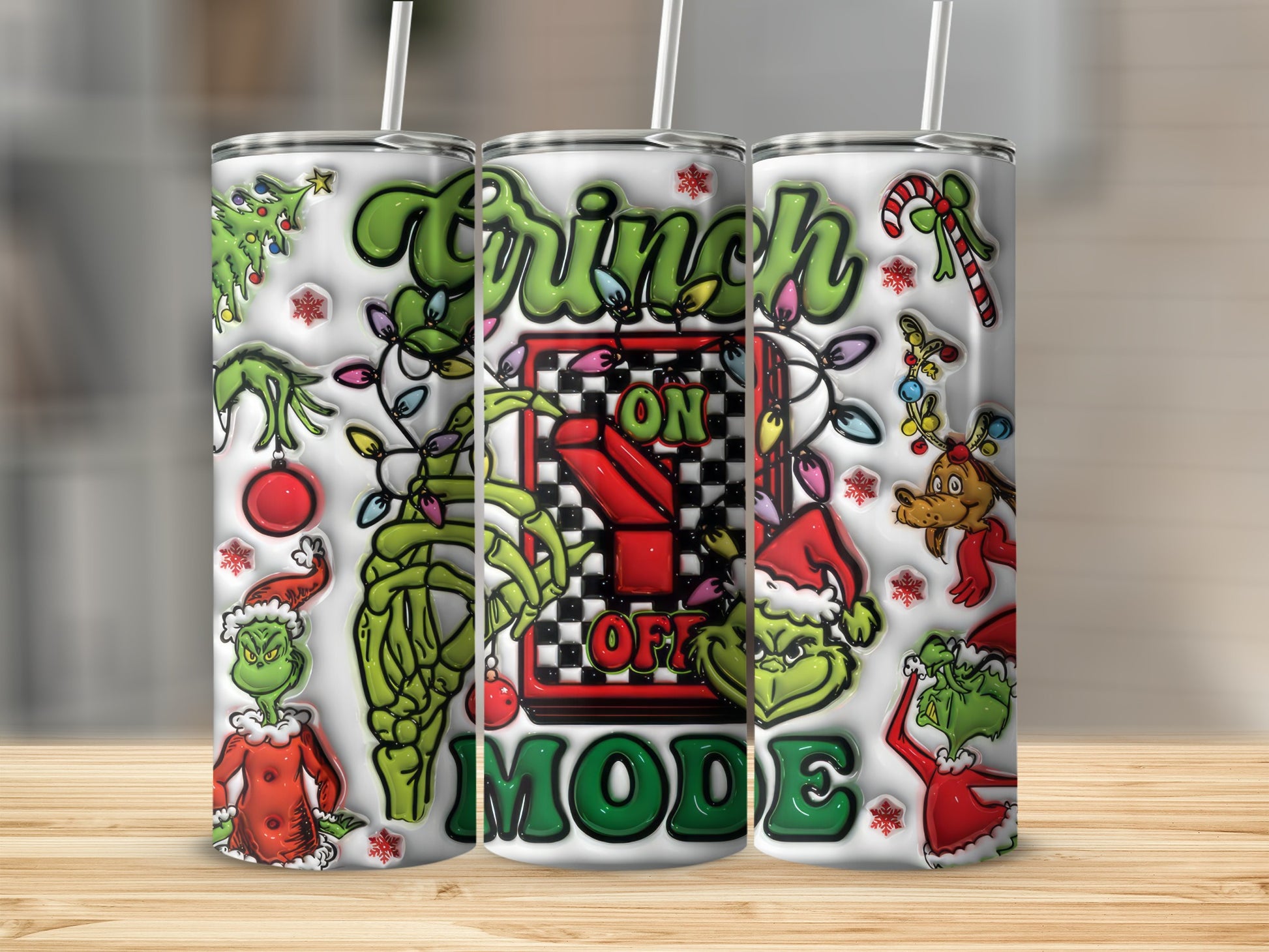 Grinch On Off Mode Christmas Design Tumbler Product