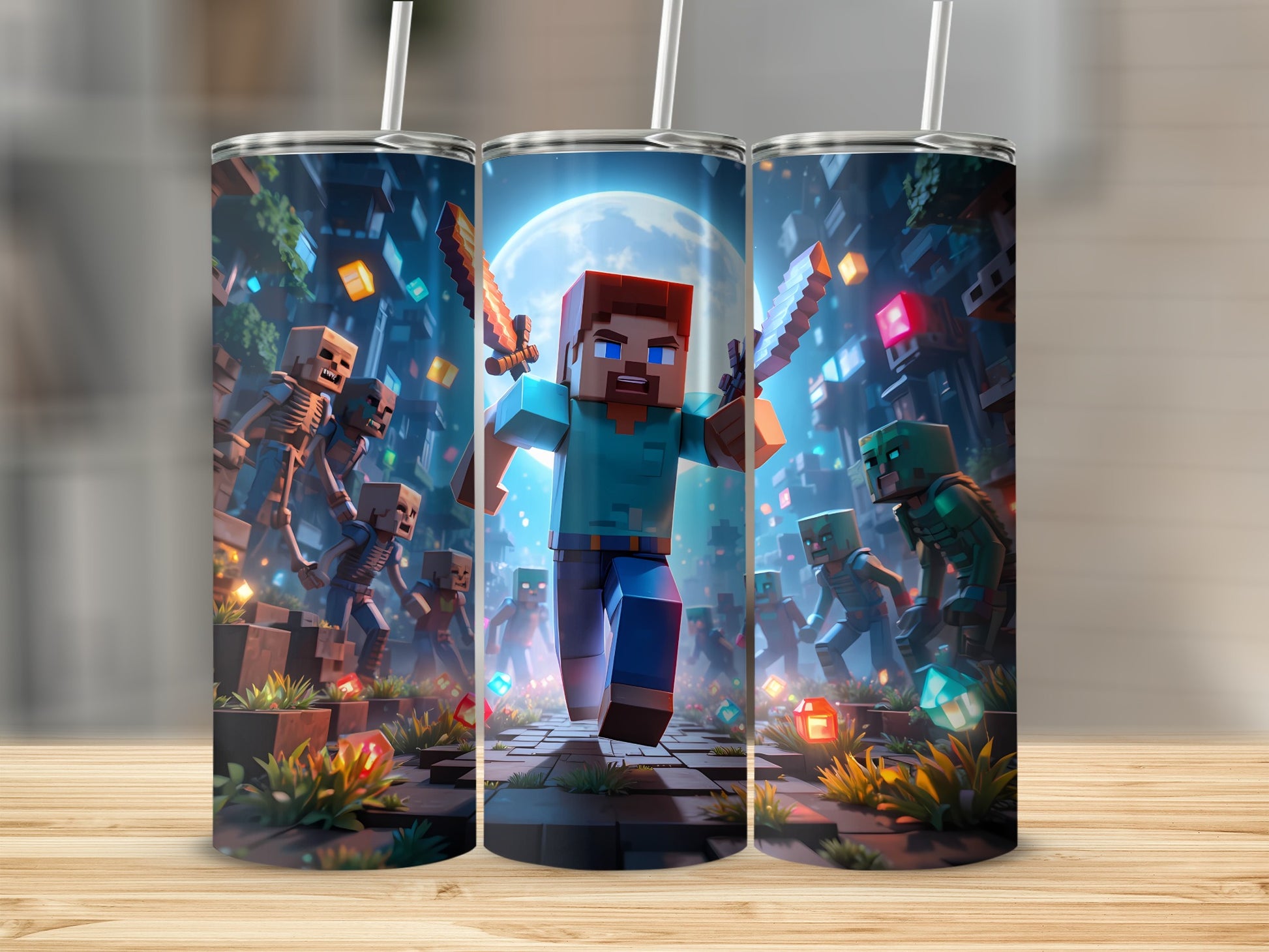 Pixel World Action Scene Tumbler for Gamers