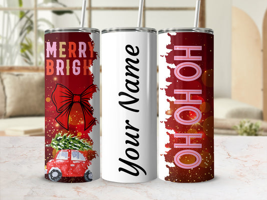 Custom Christmas Themed Tumbler with Festive Designs