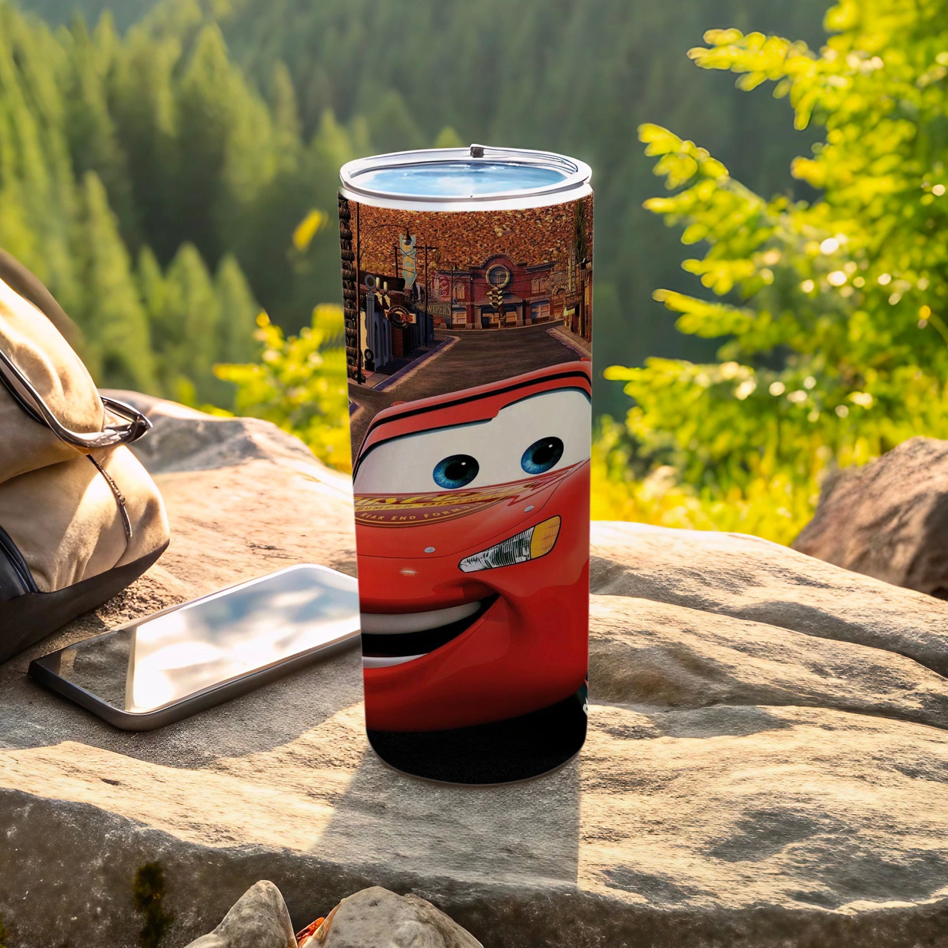 Vibrant Race Car Design Insulated Tumbler with Lid