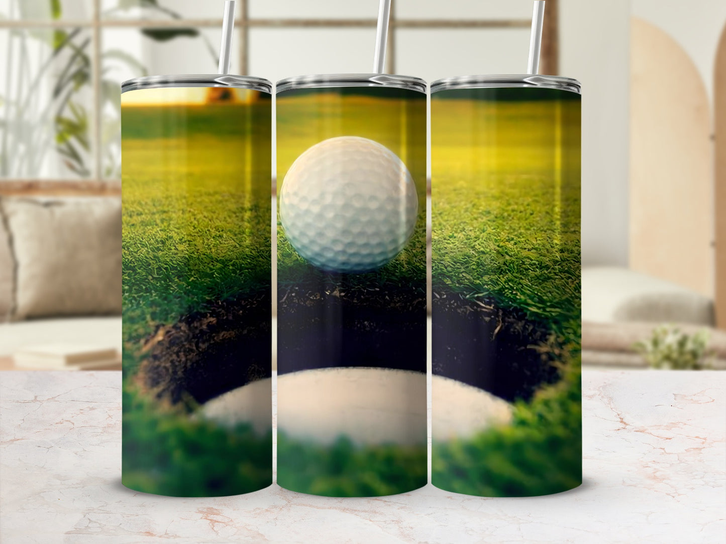 Golf Ball and Hole Close-Up Design Tumbler Product