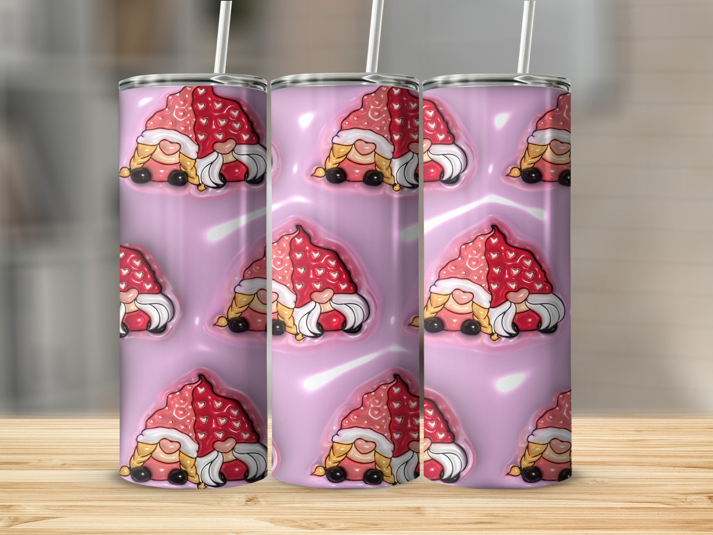 Whimsical Cartoon Gnomes Design Purple Tumbler