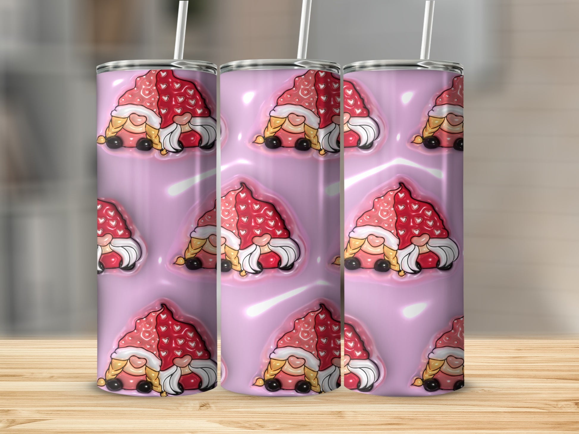 Whimsical Cartoon Gnomes Design Purple Tumbler