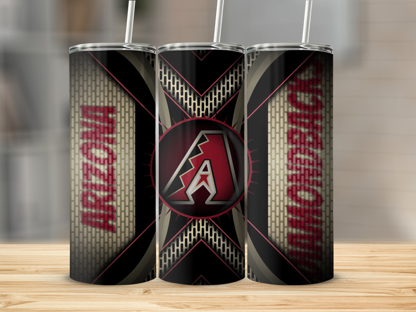 Arizona Diamondbacks Logo On Abstract Background Tumblers