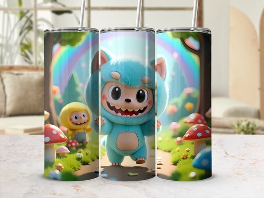 Cute Cartoon Monster and Rainbow Scene Tumbler