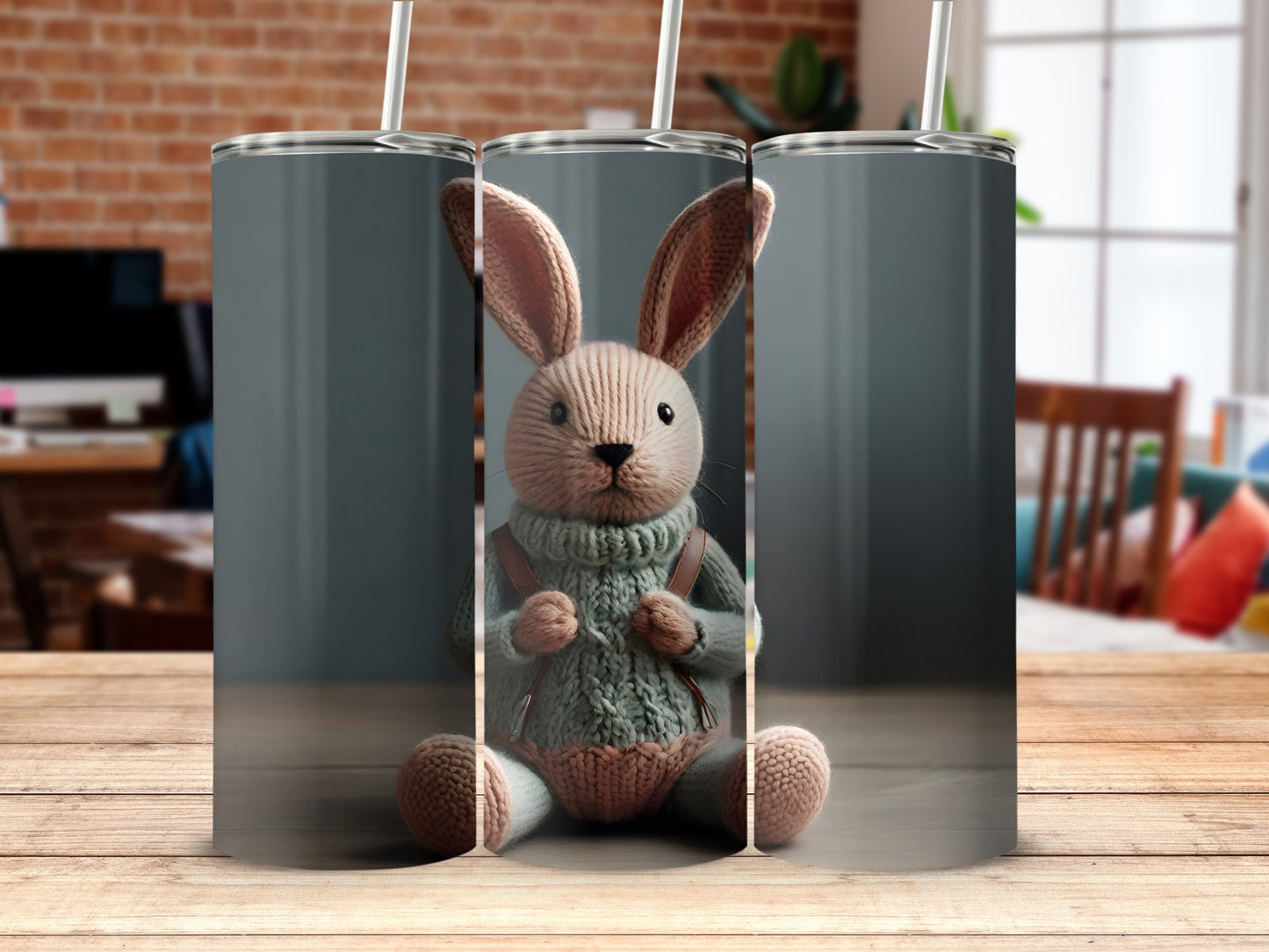 Knitted Bunny Sweater Design Tumbler Cute Rabbit product type