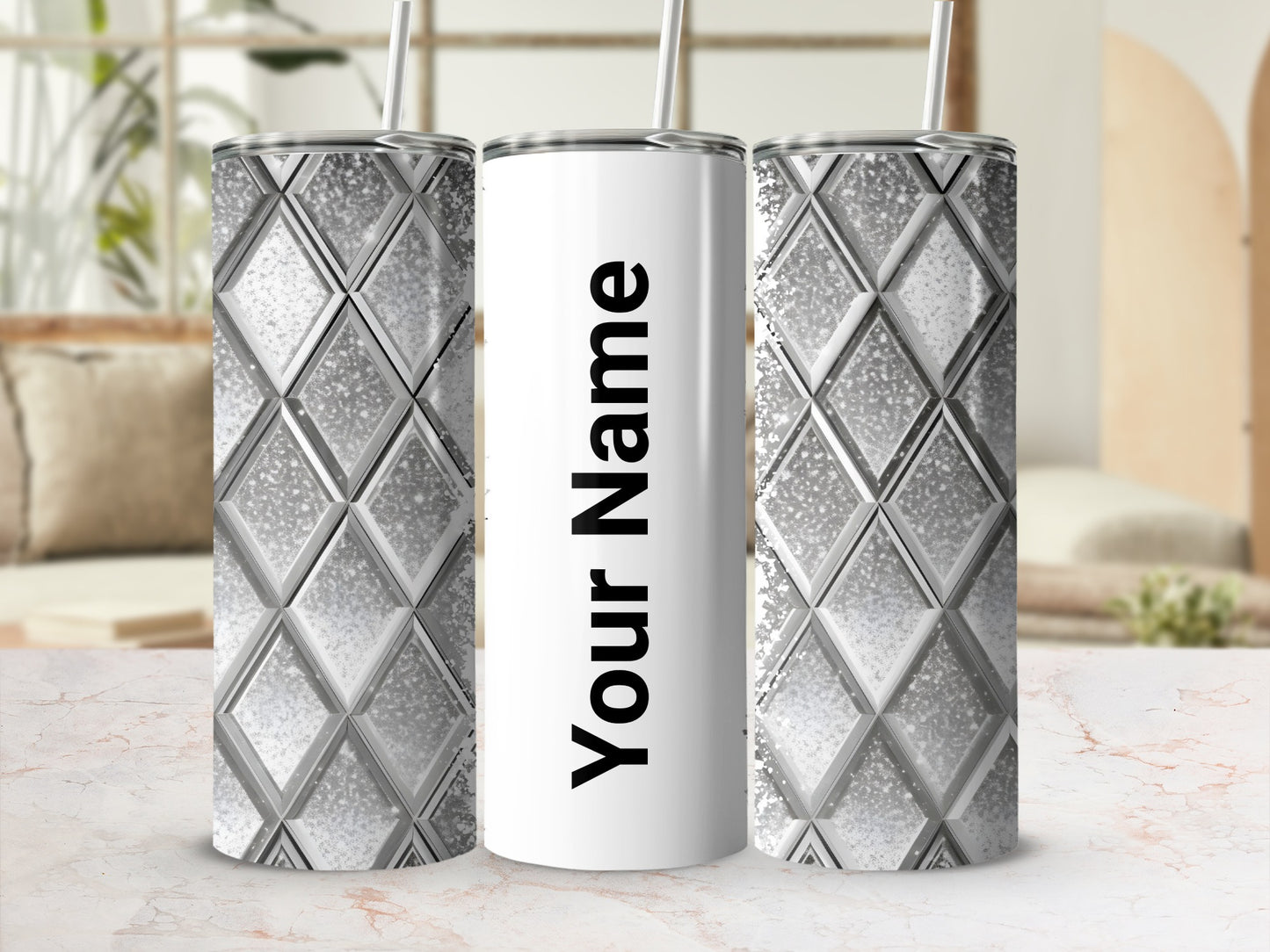 Personalized Geometric Patterned Custom Tumbler