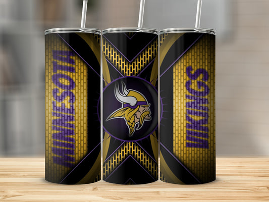Minnesota Vikings Logo Against Geometric Shapes Tumblers
