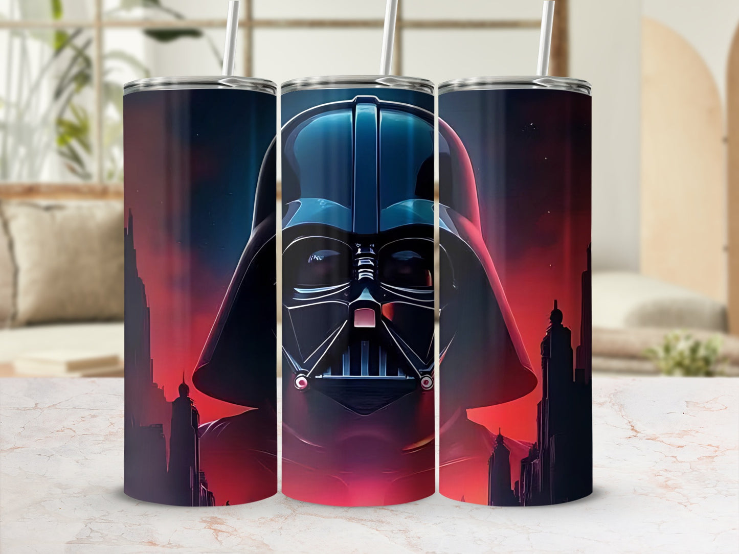 Darth Vader Helmet Red Sky Dark Cityscape product type