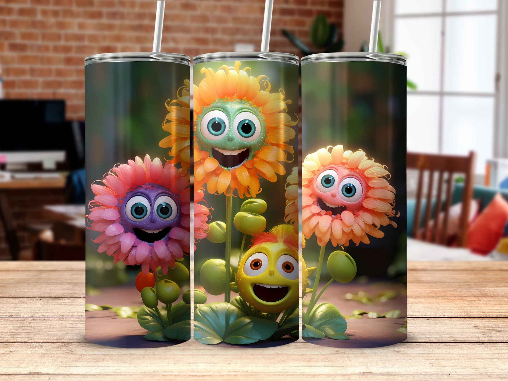 Happy Cartoon Flowers Garden Creature Vibrant Tumbler product type
Cartoon flowers
Happy faces
Smiling plants
Vibrant garden
Fantasy creature
Colorful floral
Cute design
Joyful art
Animated characters
Whimsical nature
Bright colors
Unique artwork
Green leaves
Orange flower
Pink flower
Yellow creature
Big eyes
Happy expression
Summer vibes
Spring bloom