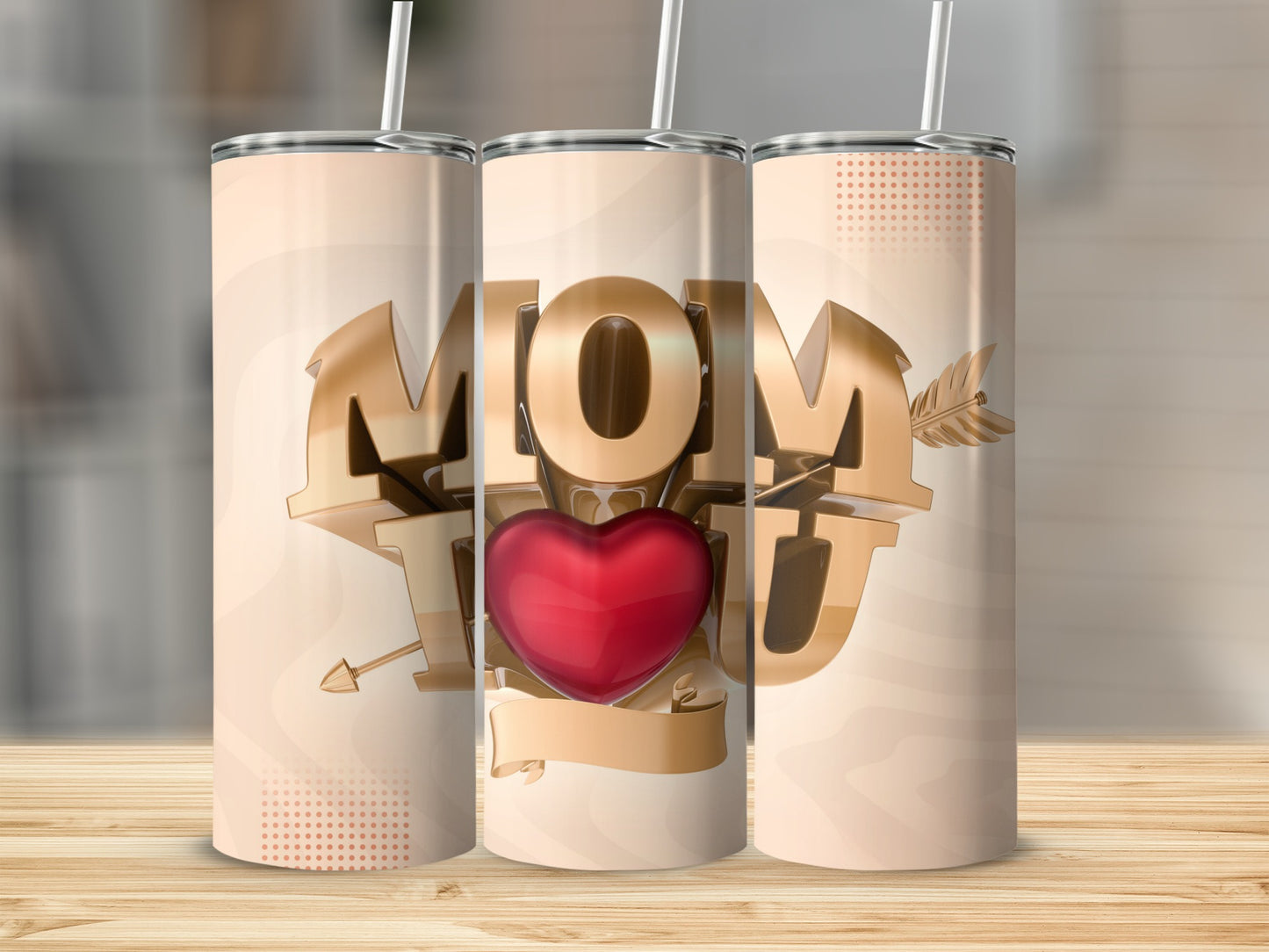 Mom I Love You Heart Design Tumbler Product