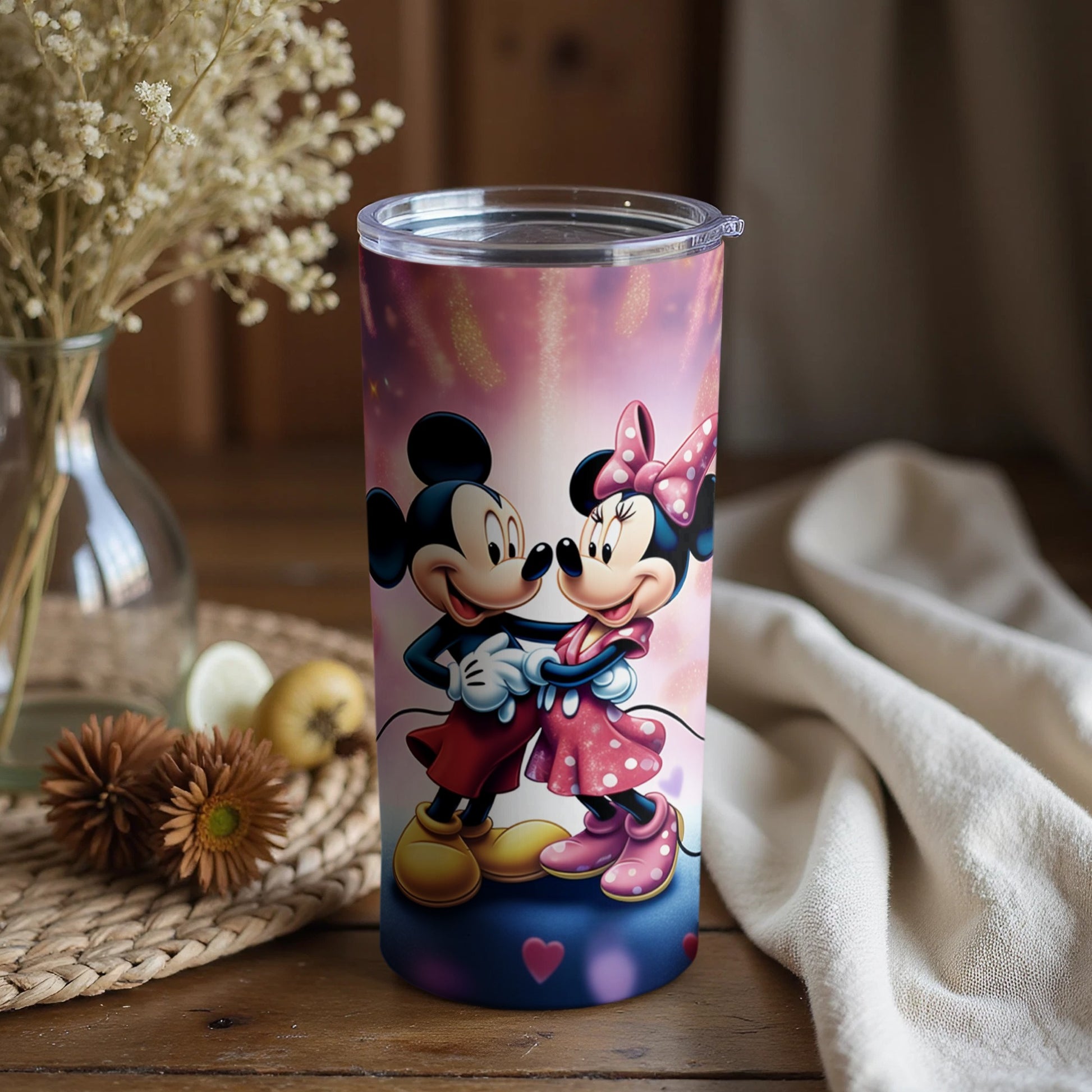 Romantic Mickey and Minnie Design Tumbler for Drinks