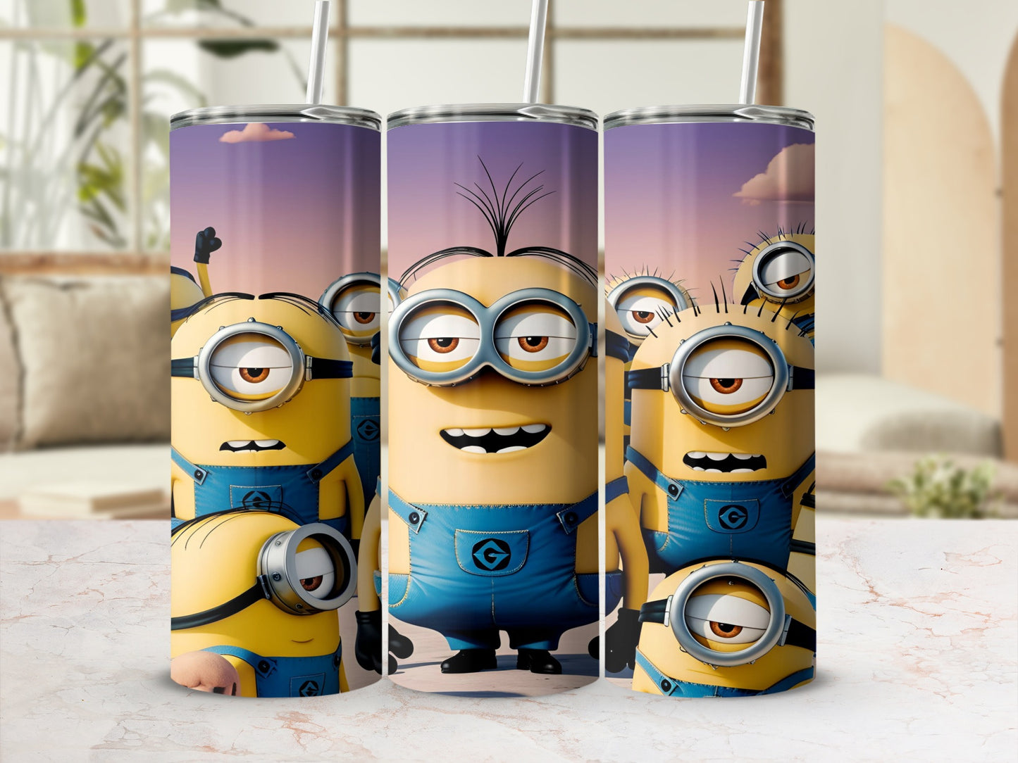 Minions in blue overalls, front and center, with more Minions in the background.