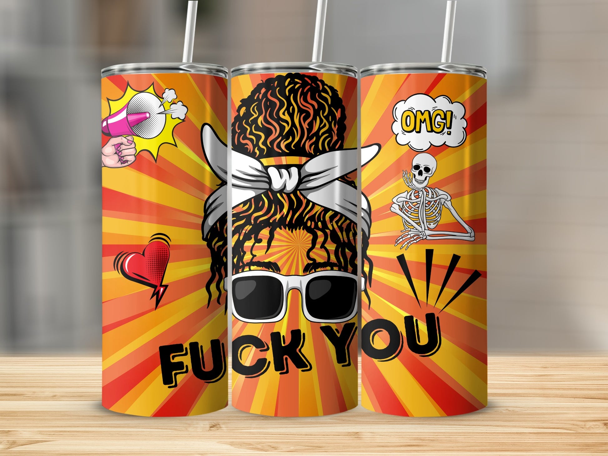 Funny Pop Art Design Tumbler with Humorous Graphics