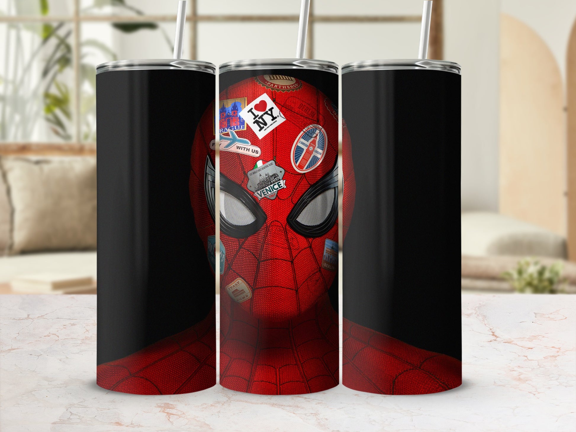 Spider Man Travel Stickers Head With Us Tumbler product type
