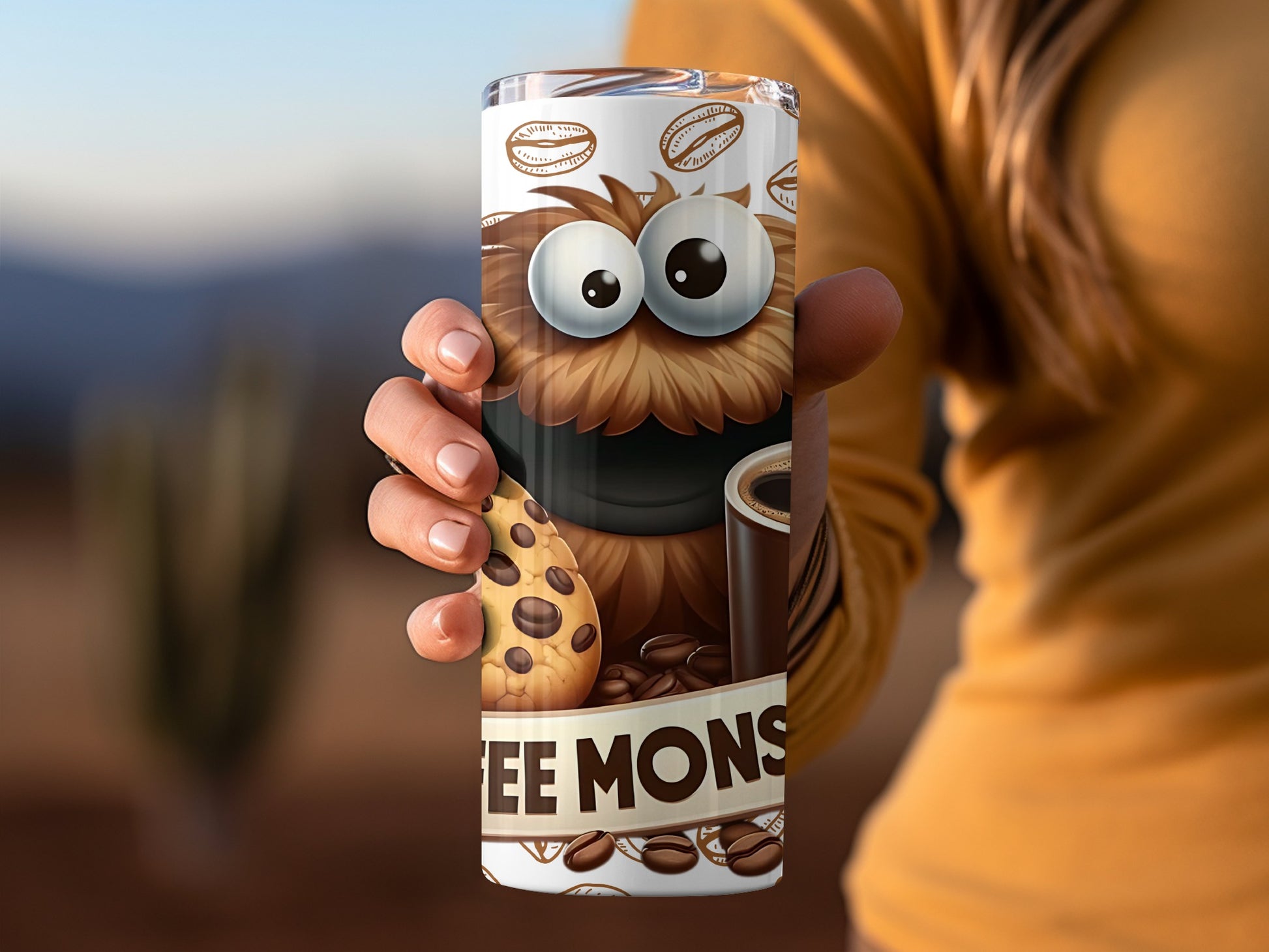 Coffee Monster Cartoon Character Travel Mug