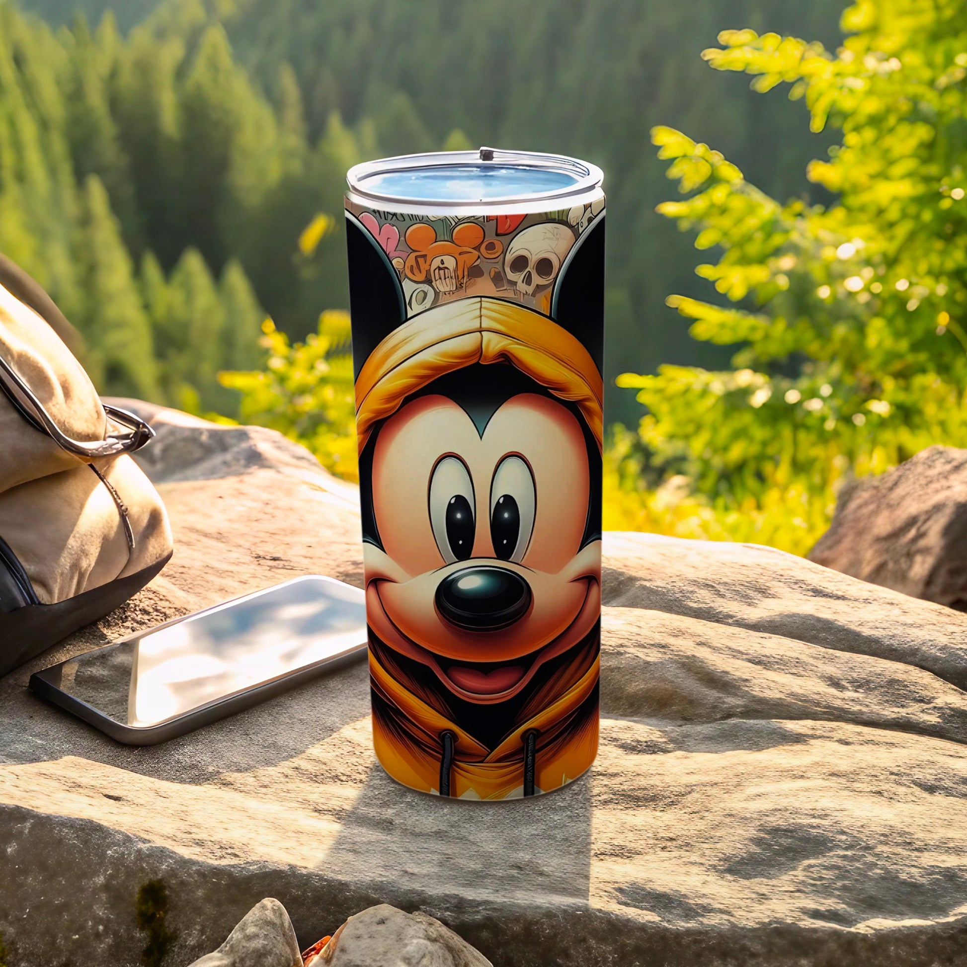 Cartoon Character with Hoodie Design Travel Mug