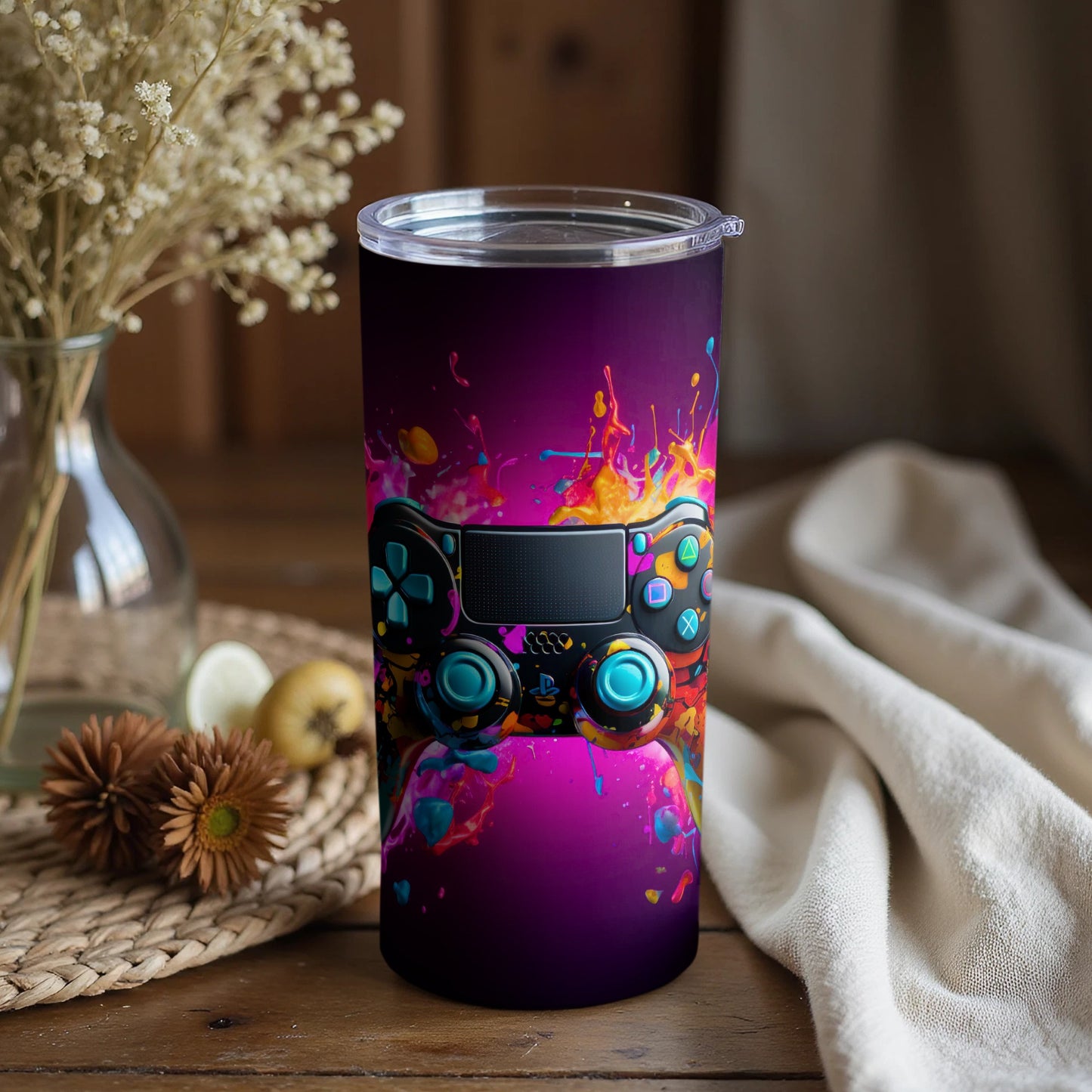 Vibrant Gaming Controller Tumbler for Gamers Everywhere