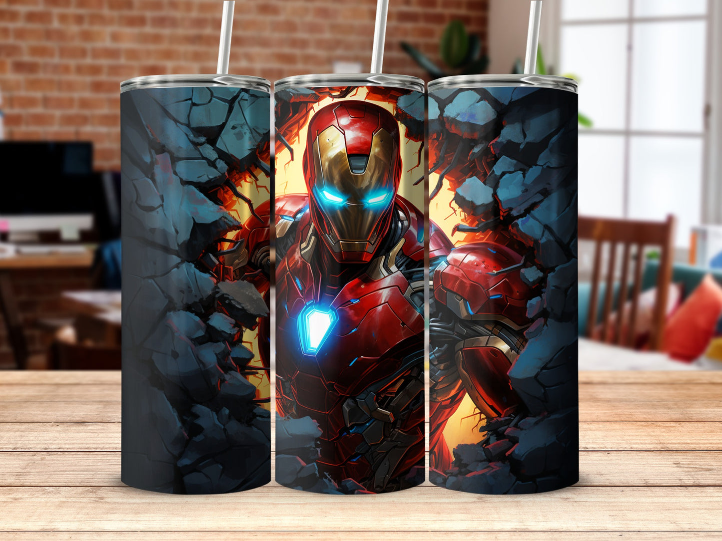 Comic Style Iron Man Design Insulated Tumbler