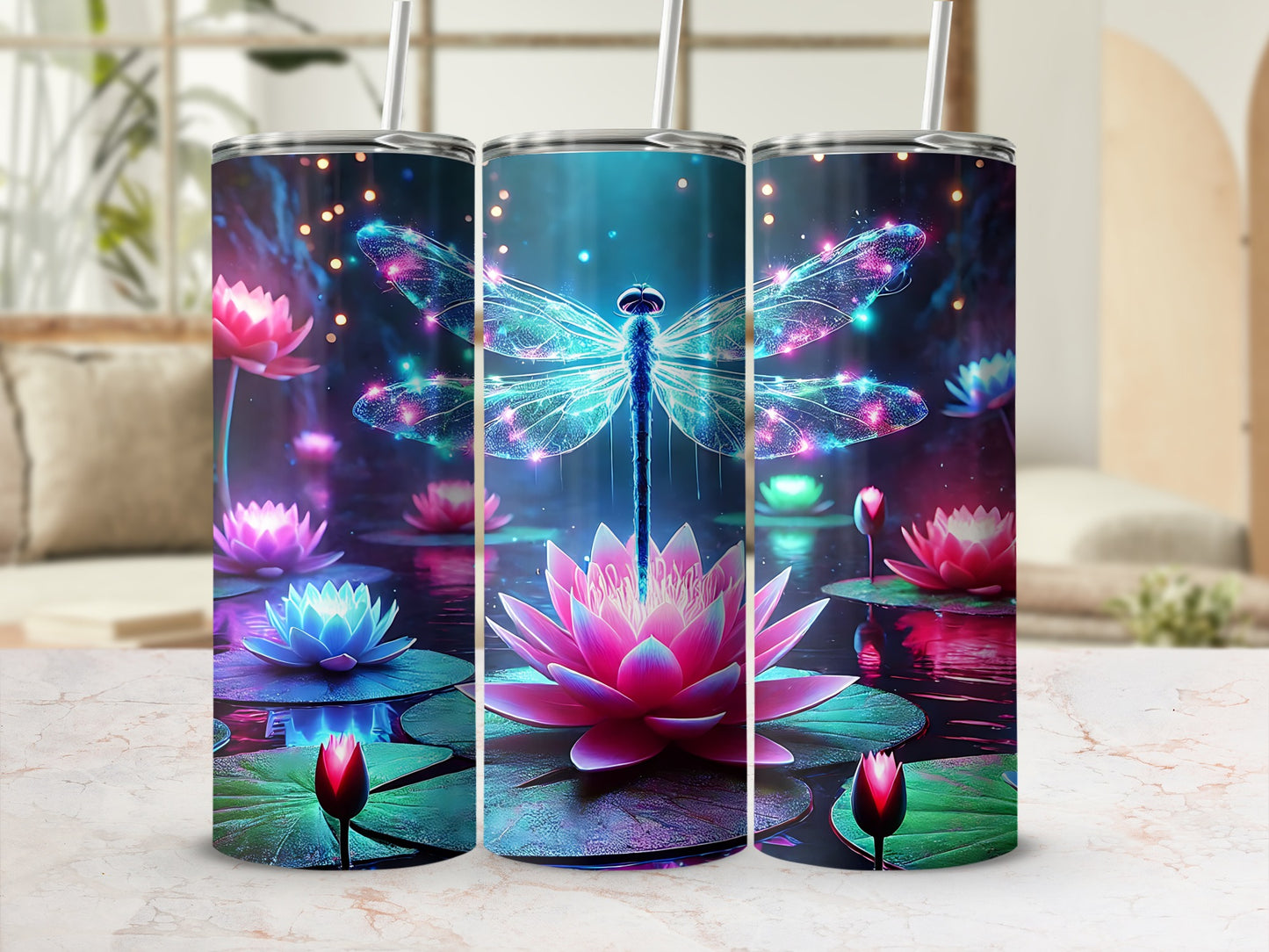 Glowing Dragonfly Lotus Pond Design product type