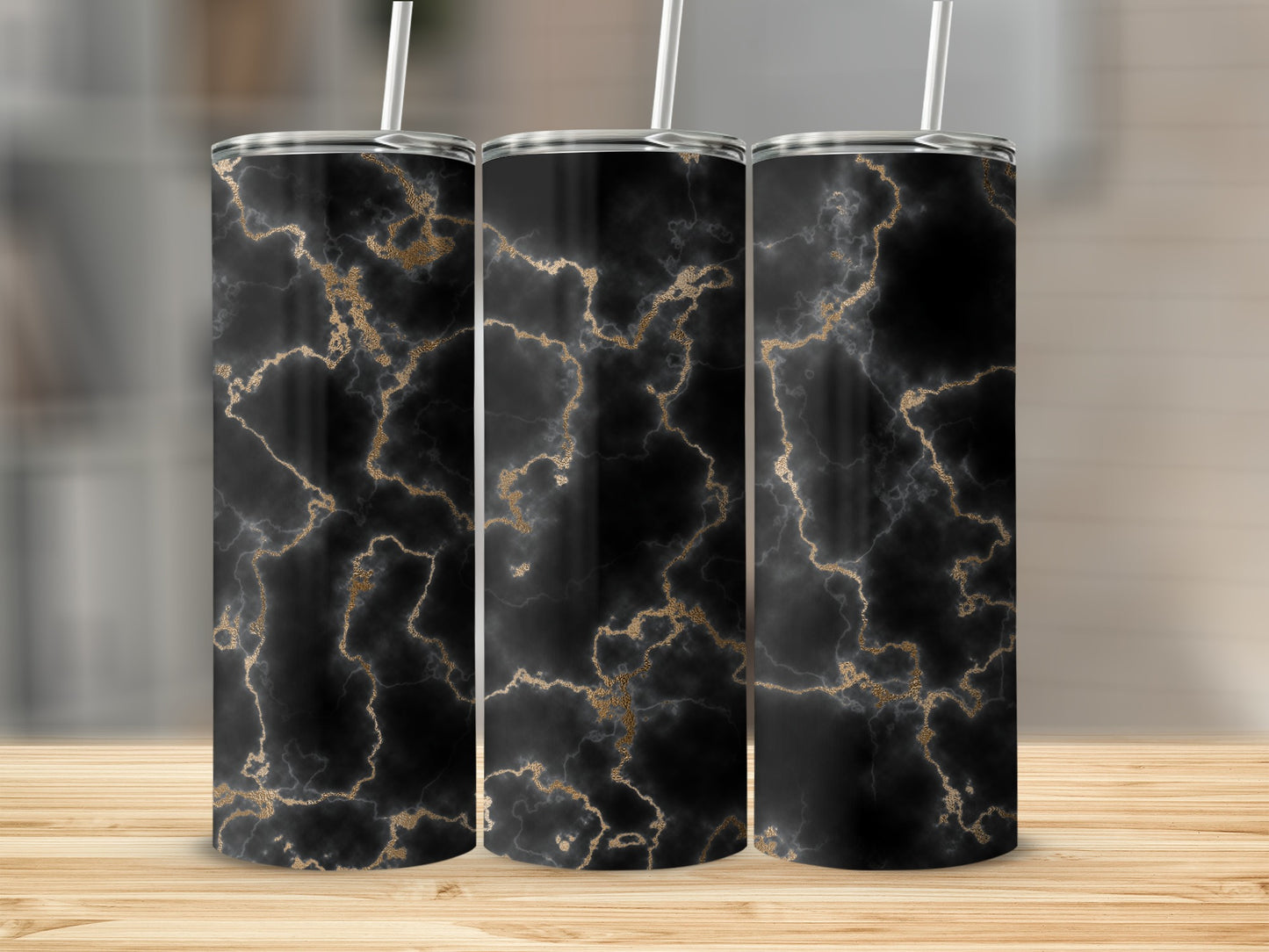 Stunning Black Golden Accent Design Pattern Tumblers