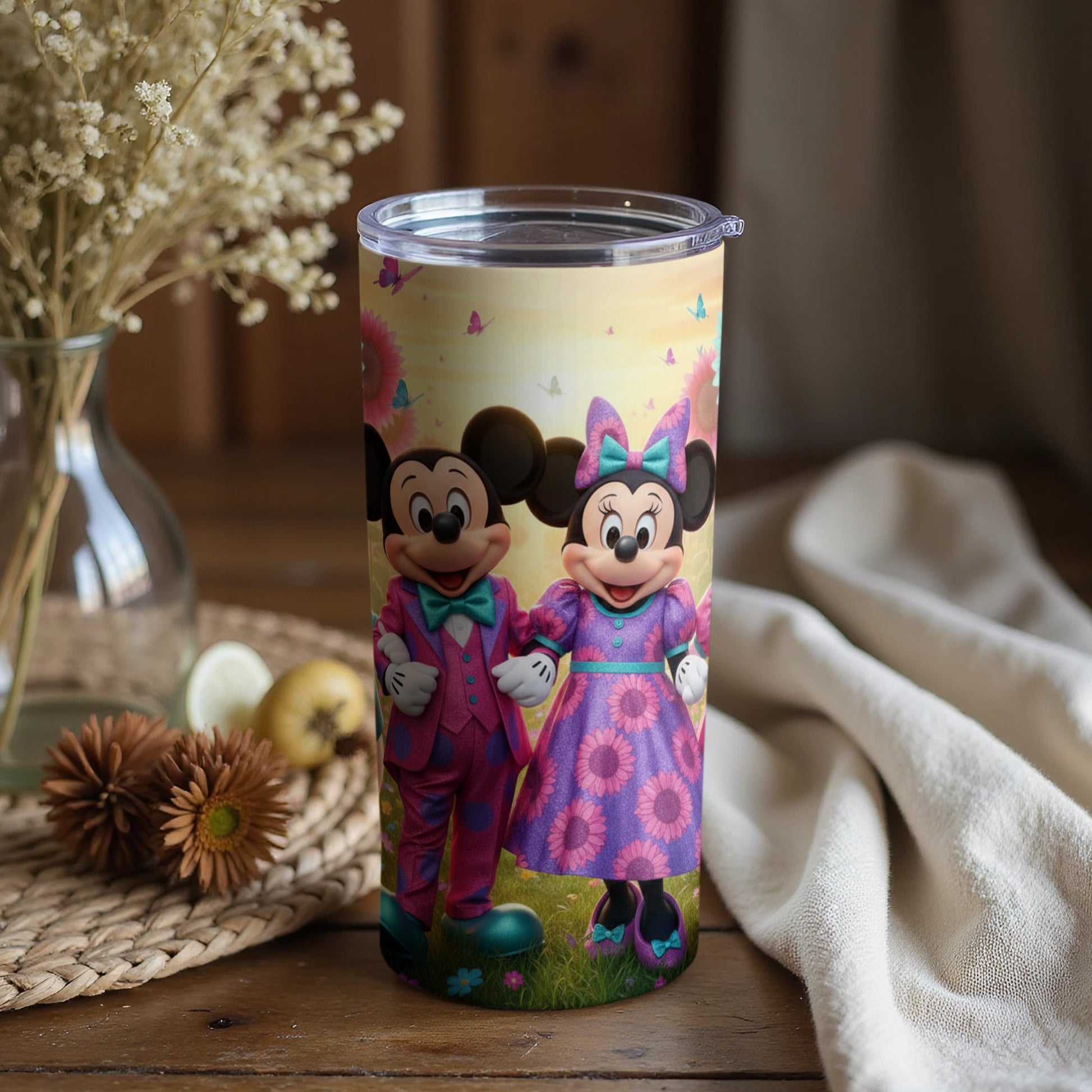 Cute Mickey and Minnie Mouse Tumbler