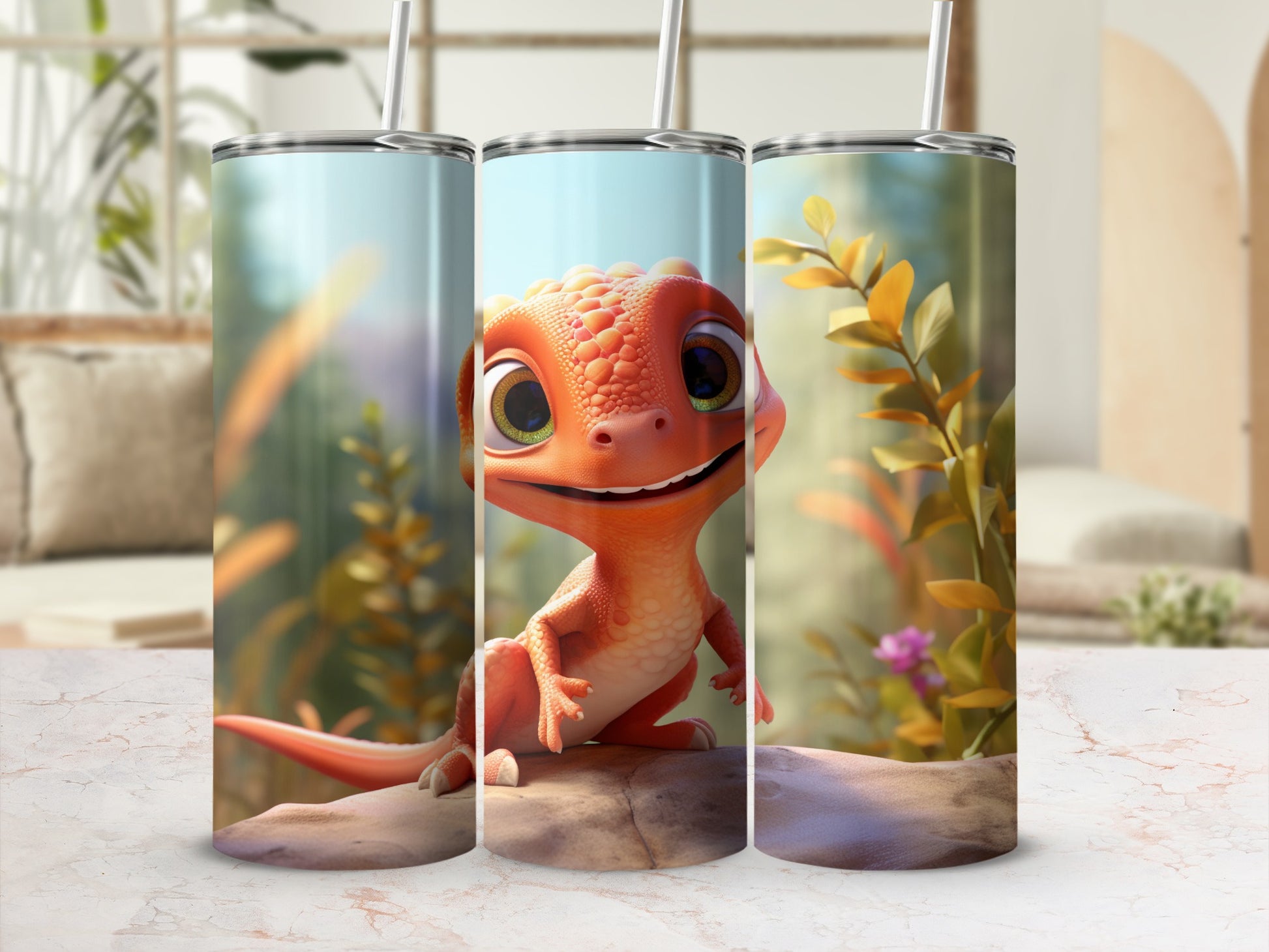 Cute Cartoon Lizard Design Tall Tumbler Cup Product