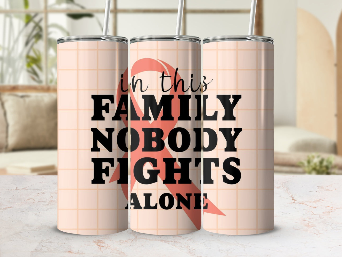 In This Family Nobody Fights Alone Tumbler Cup