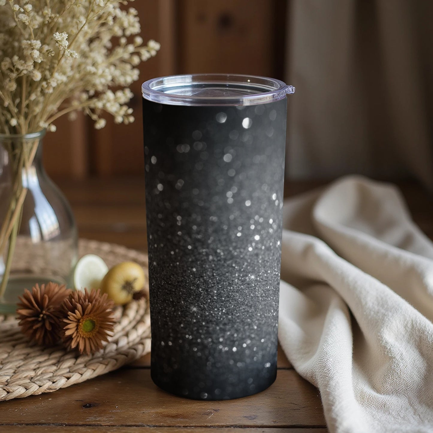 Elegant Sparkling Black Tumbler for Stylish Hydration