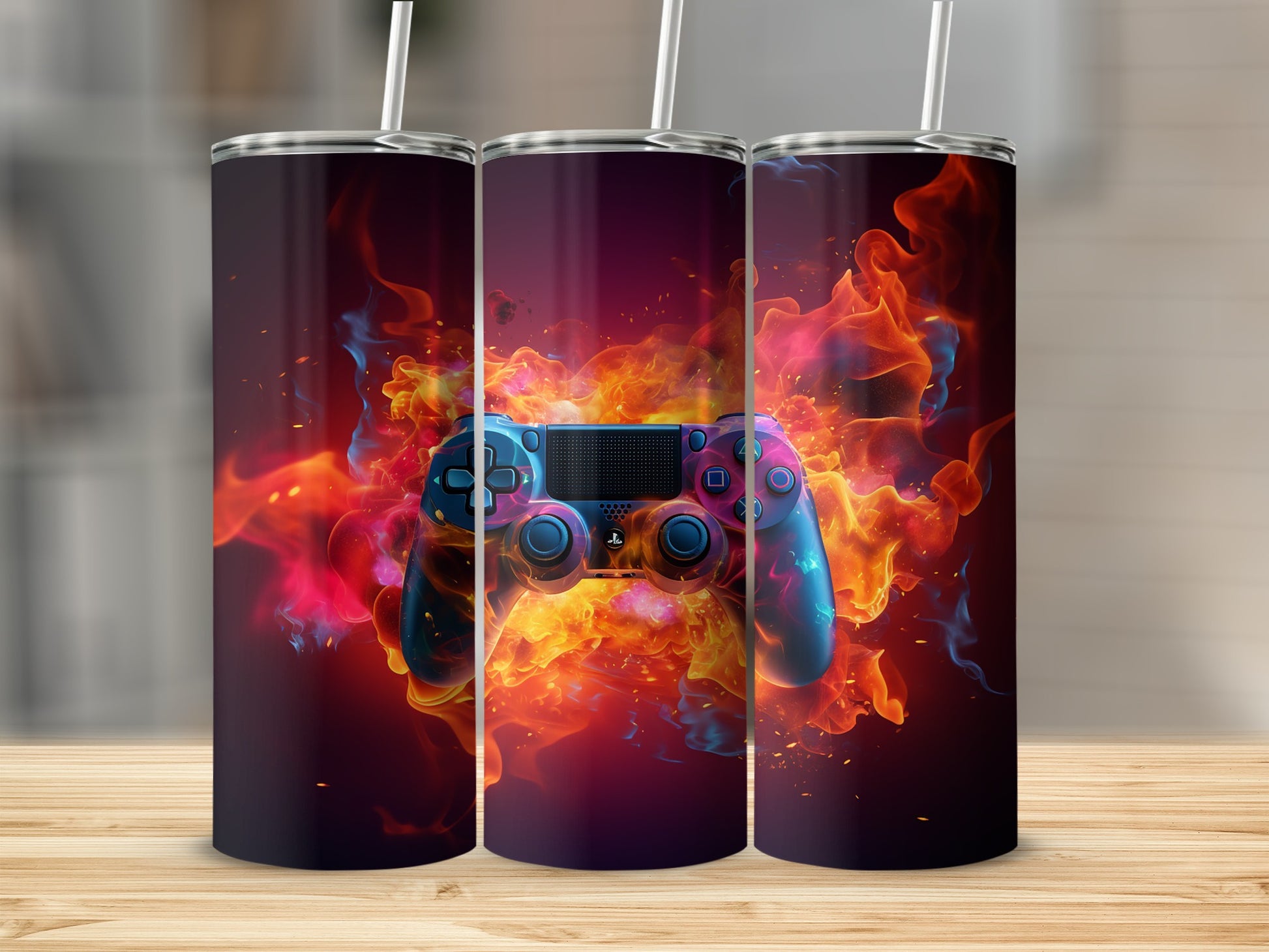 Vibrant Gaming Controller Design Insulated Tumbler