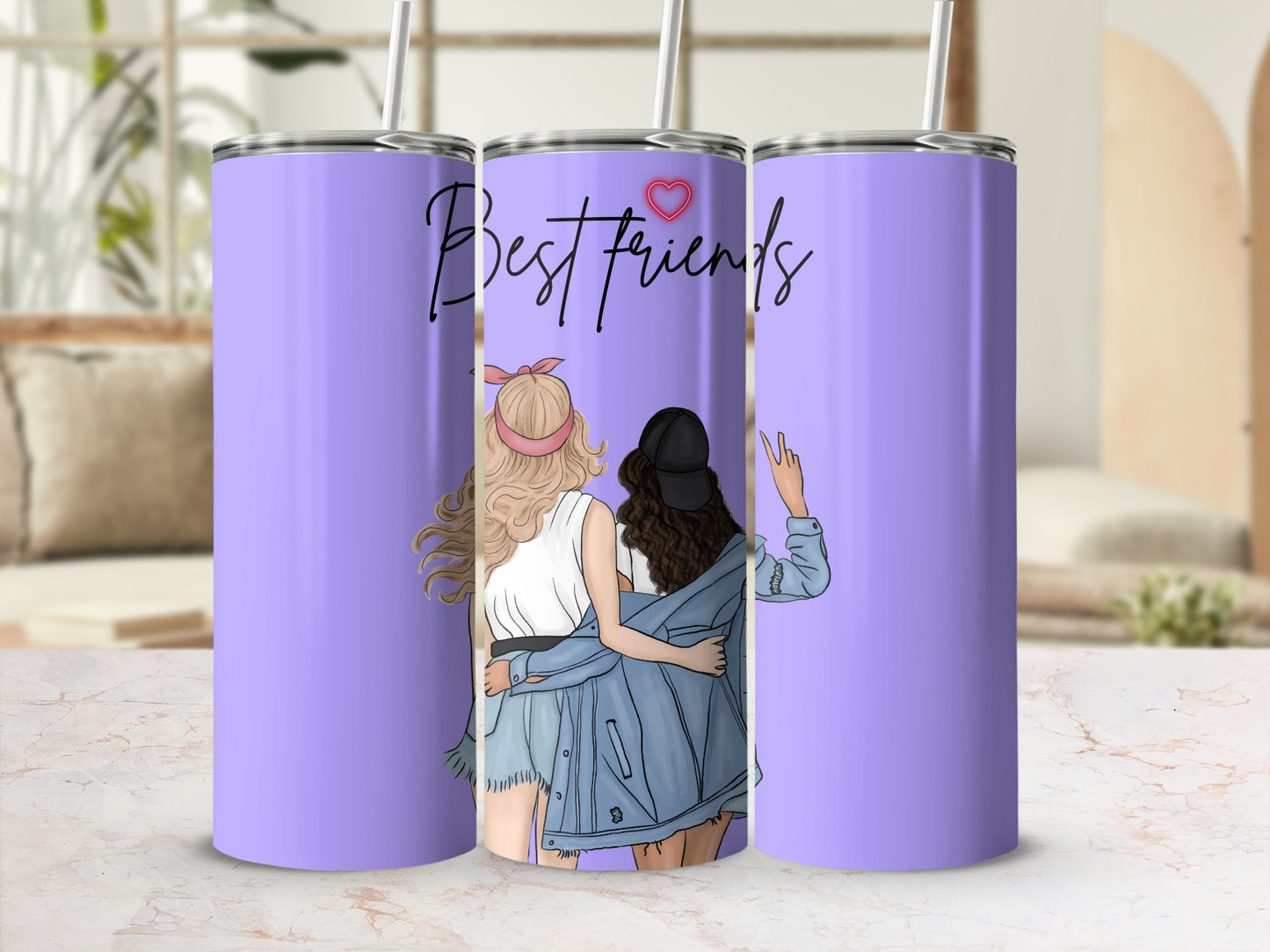 Best Friends Illustration Purple Tumbler