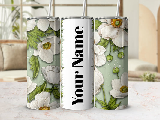 Personalized Floral Insulated Tumbler with Custom Name
