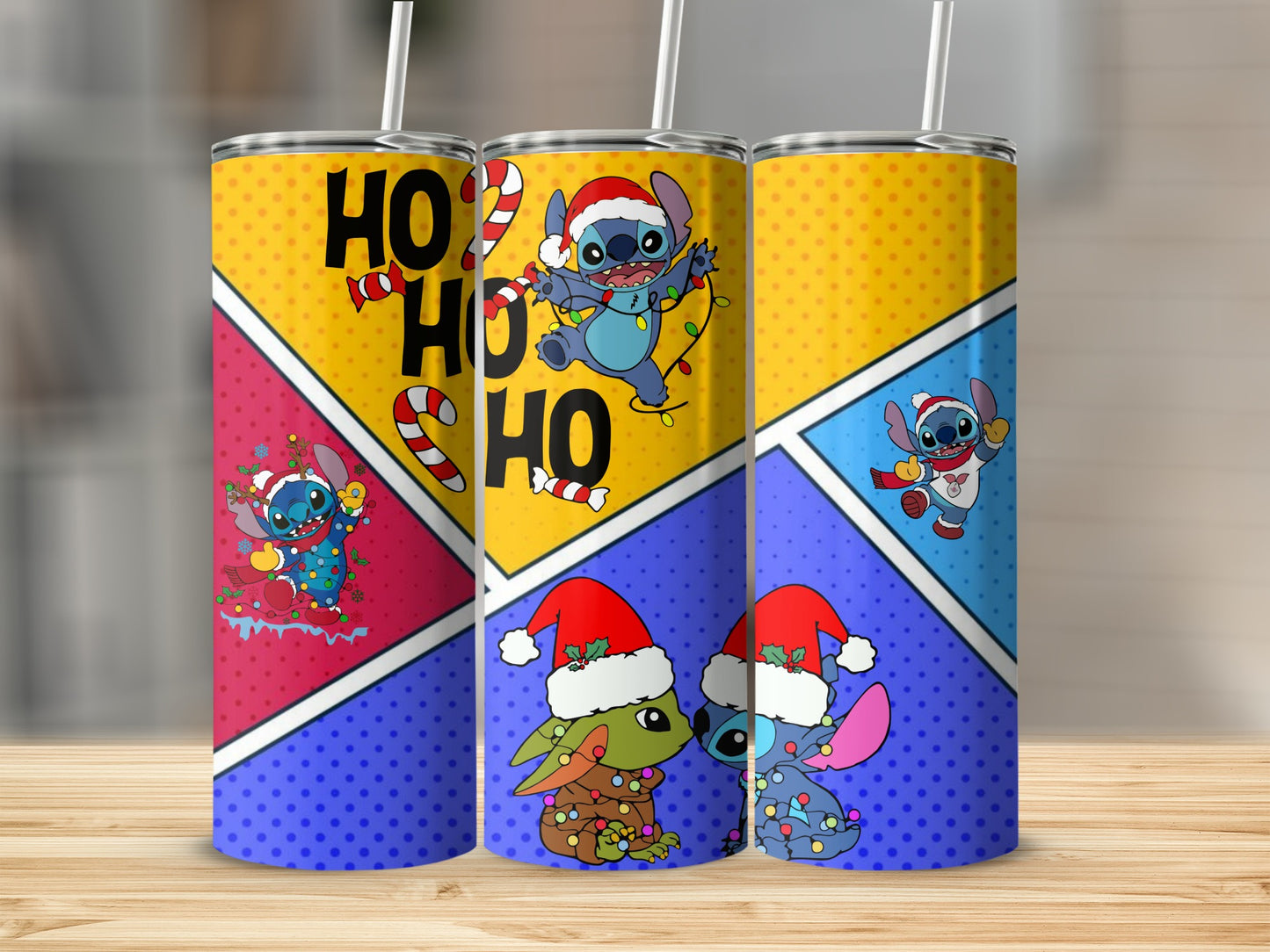 Festive Ho Ho Ho Tumblers with Cute Character Design