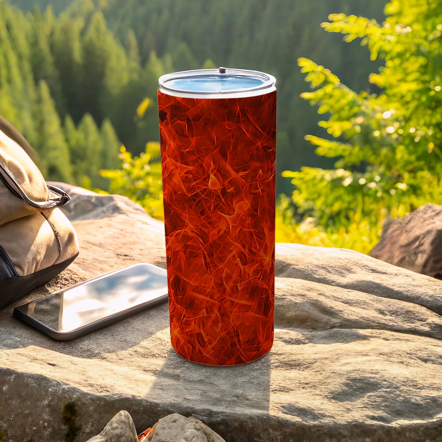 Fiery Red Orange Flame Pattern Portable Tumbler product type
