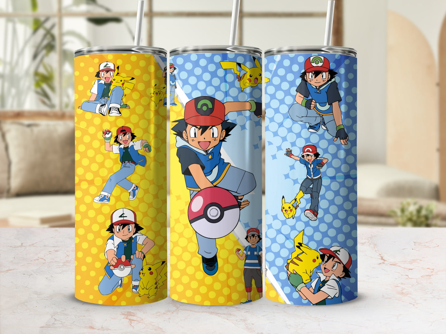 Colorful Anime Character Design Tumblers Set