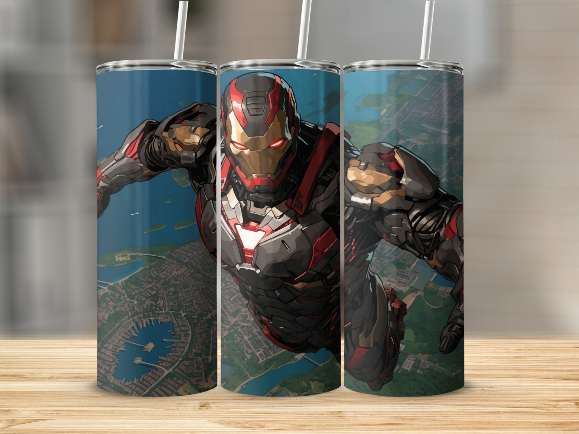 Flying Superhero Design Stainless Steel Tumbler Cup