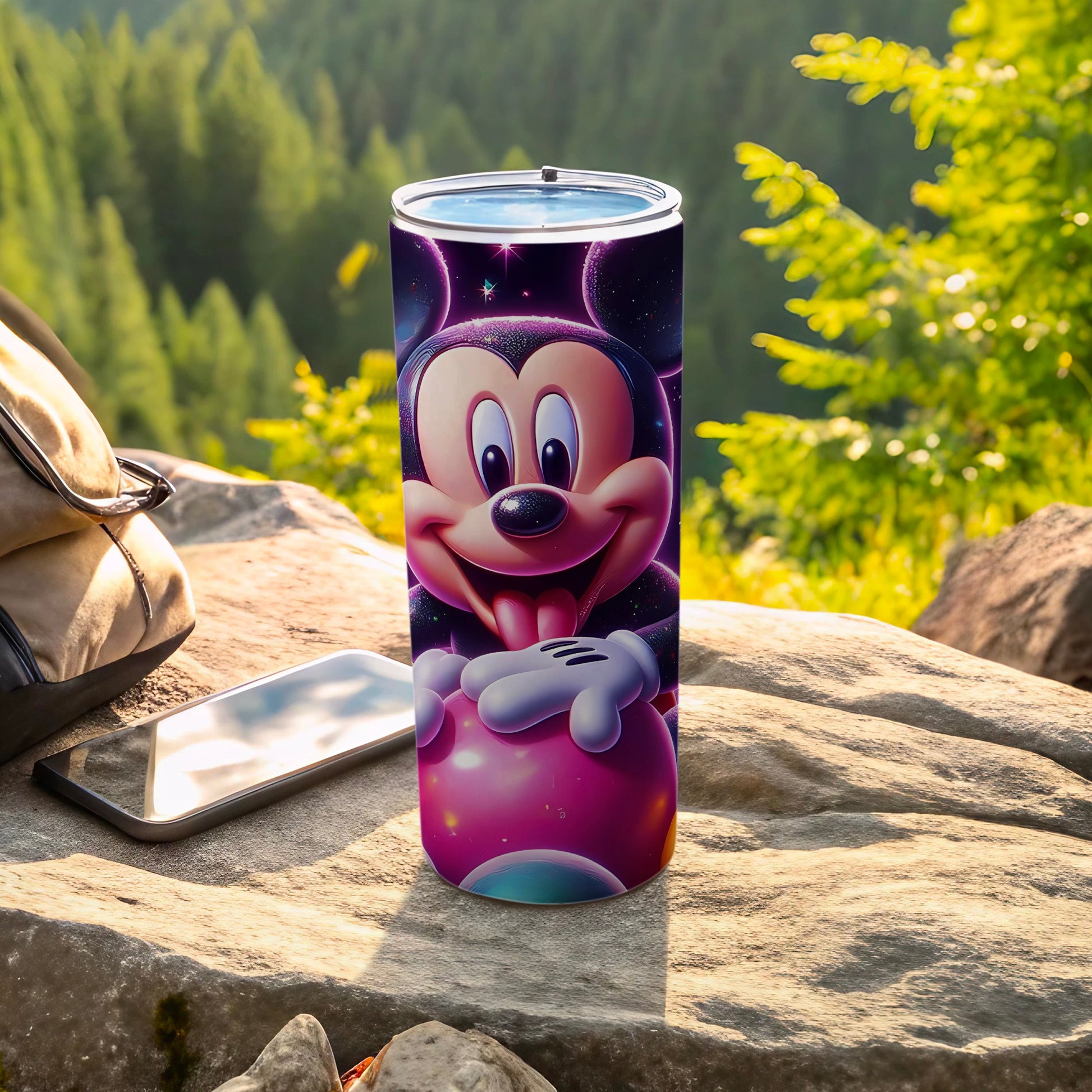 Cartoon Character Tumbler with Galaxy Background Design