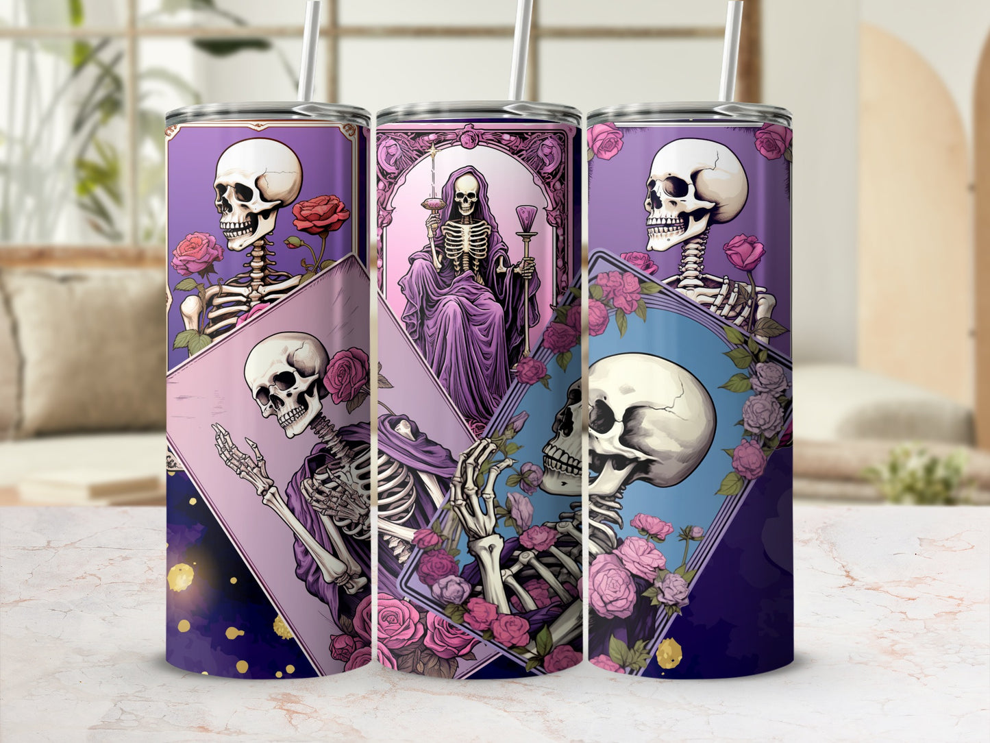 Skeleton Skull Design for Tumbler Flask