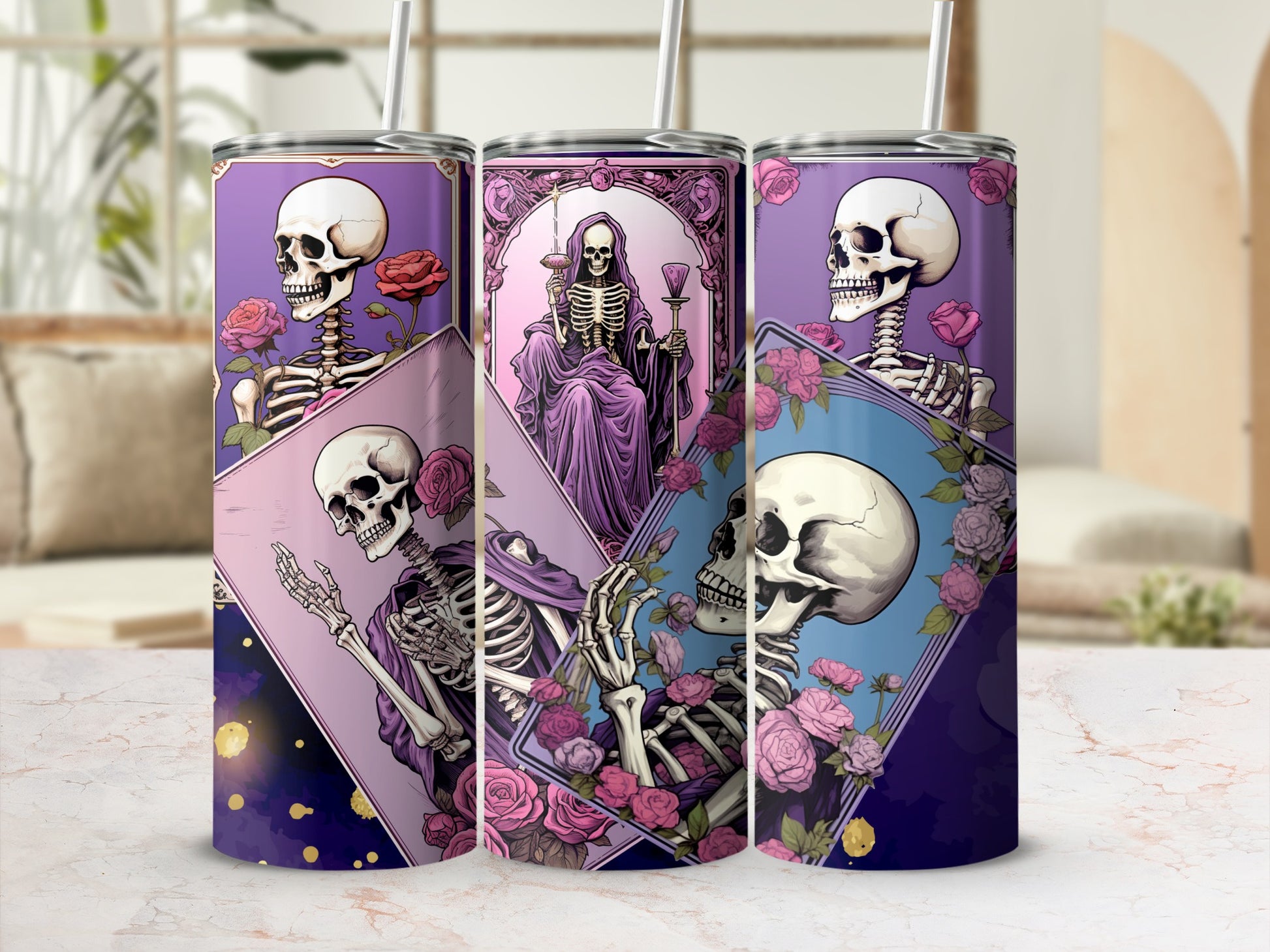 Skeleton Skull Design for Tumbler Flask