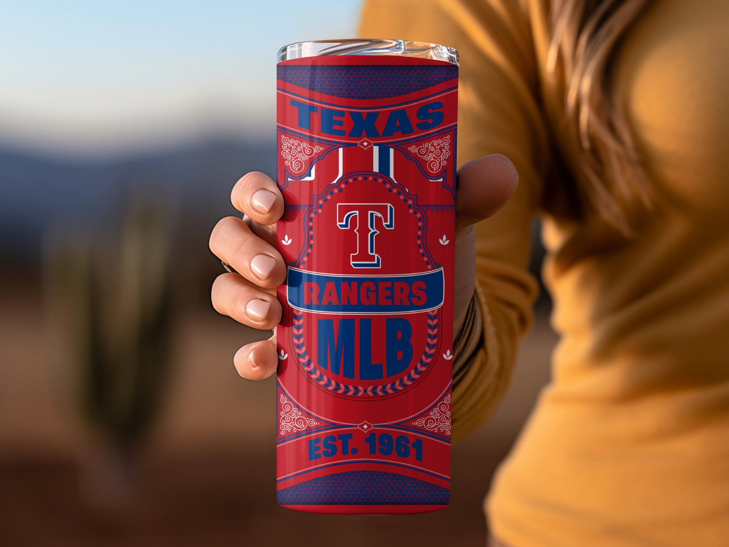 Texas Rangers MLB Est 1961 Design Graphics Tumbler