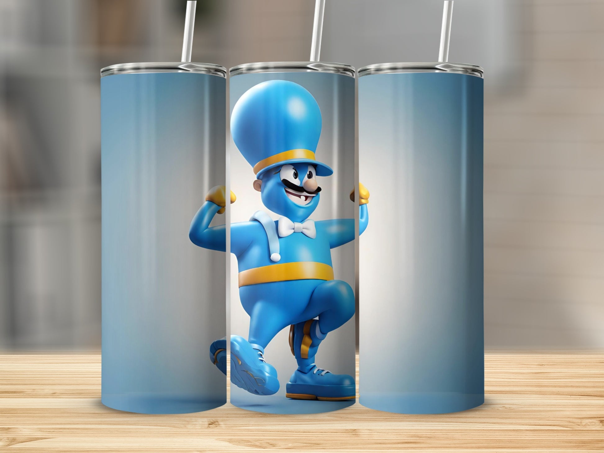Fun Blue Character Tumbler Insulated Drinkware Accessory
