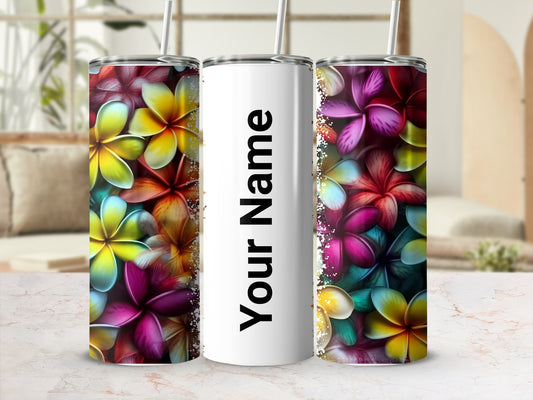 Personalized Tropical Flower Design Tumbler Flask