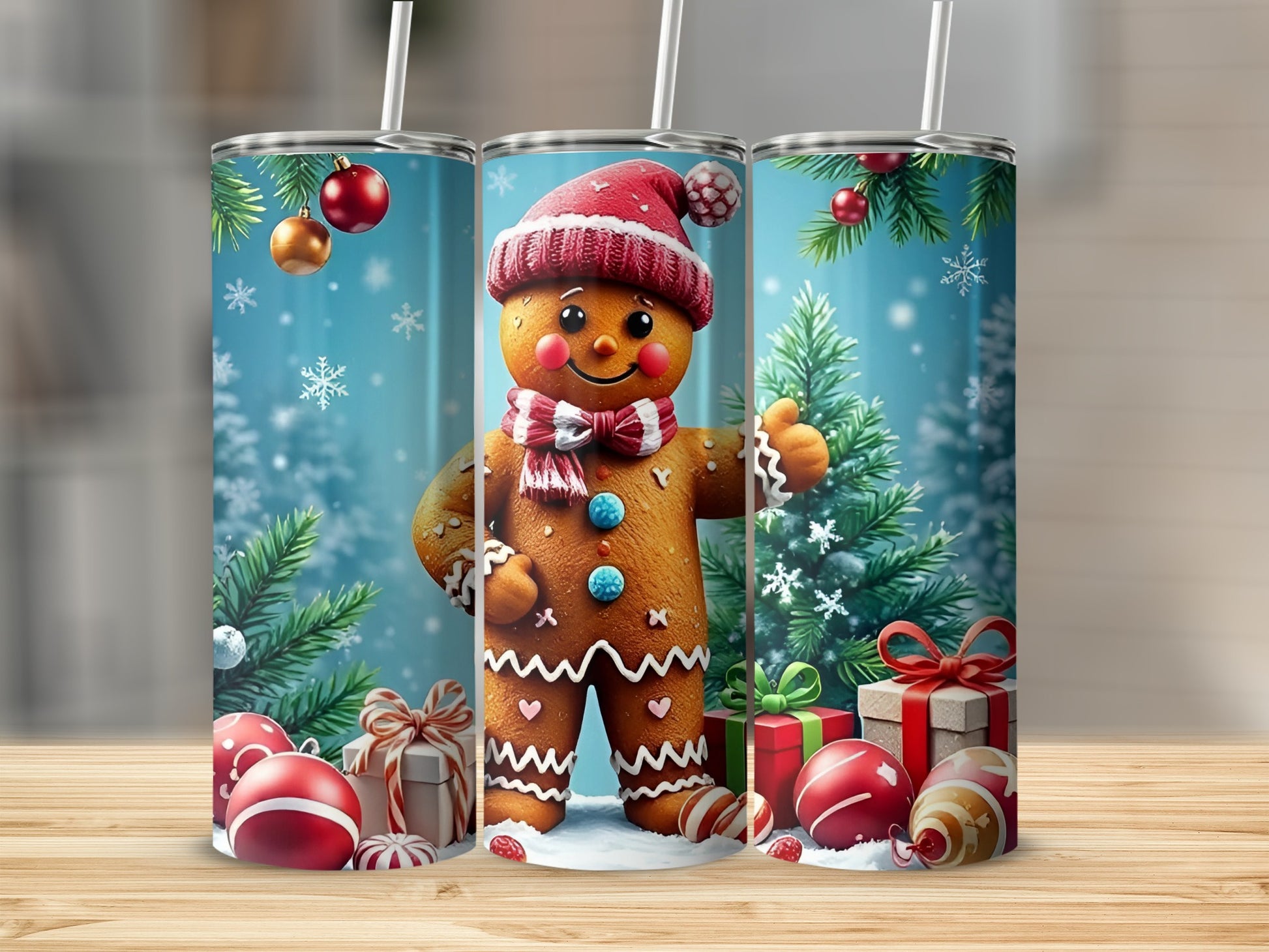 Festive Gingerbread Man Christmas Holiday Cheer Tumbler