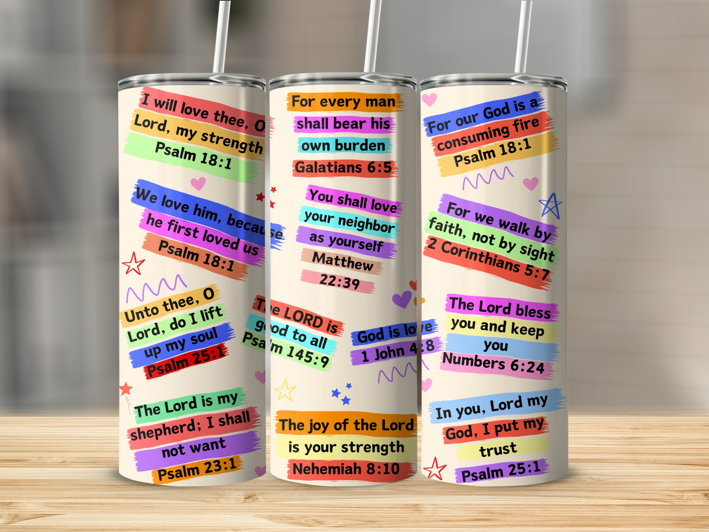 Colorful Bible Verses Insulated Stainless Steel Tumbler