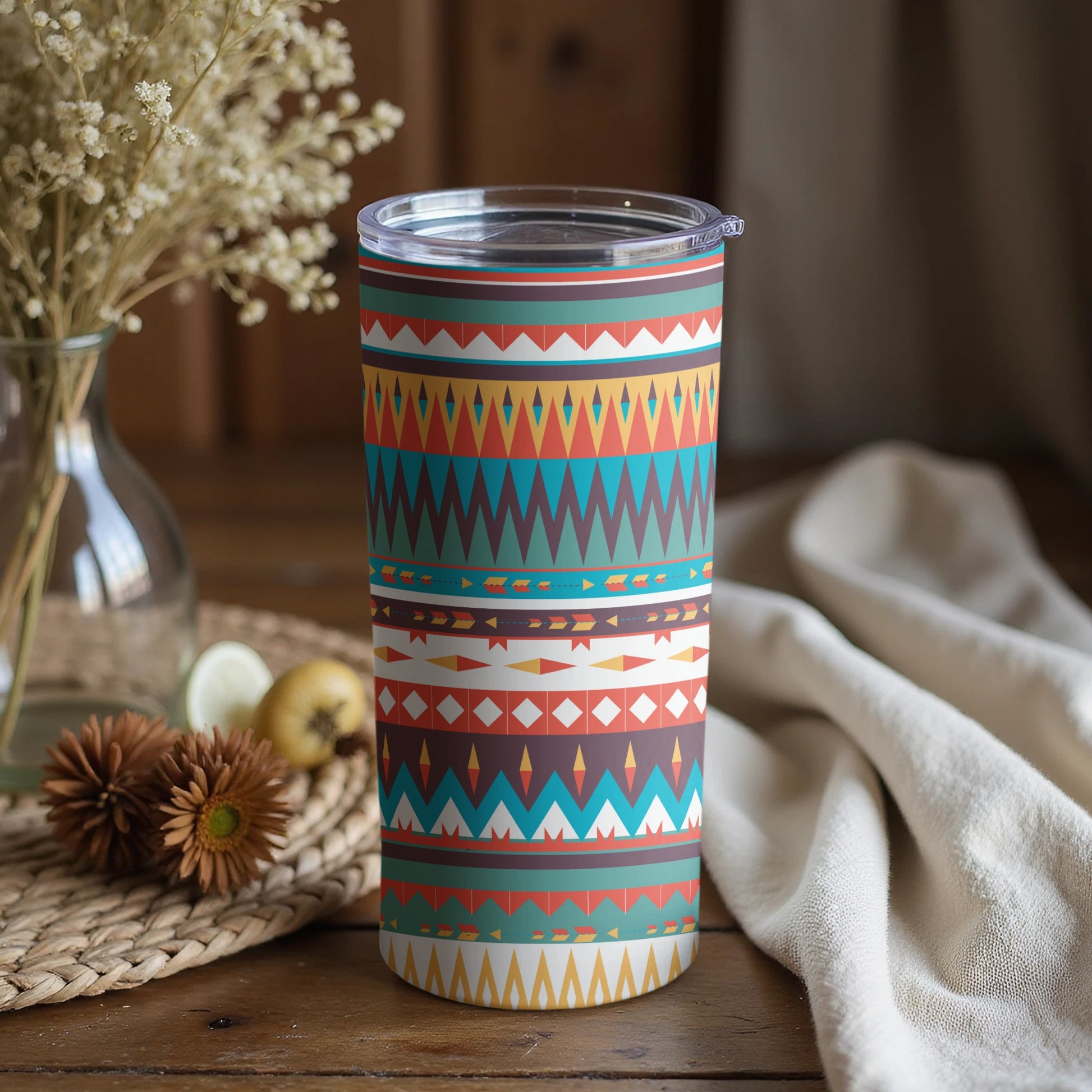 Colorful Geometric Pattern Insulated Tumbler Travel Mug